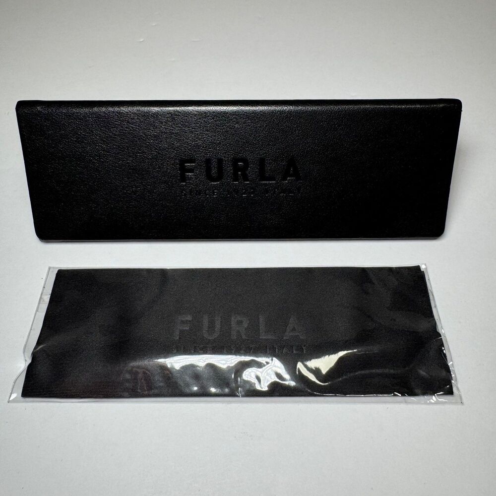 Furla Case Triangular Black Magnetic Faux Leather for Eyeglasses Sunglasses NEW